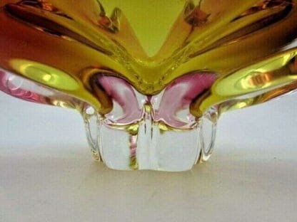 Murano Sommerso style Chribska Pink and Gold freeform art glass bowl - Image 7