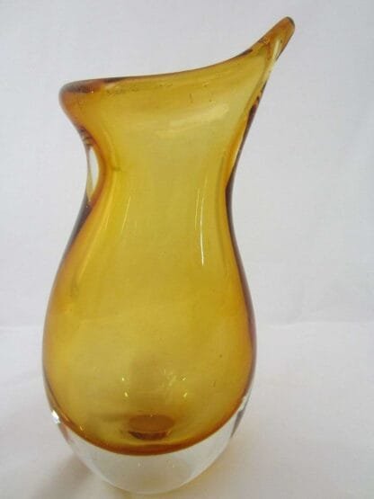 Murano beak/organic art glass vase. Retro 50s/60s sommerso. Golden amber - Image 5