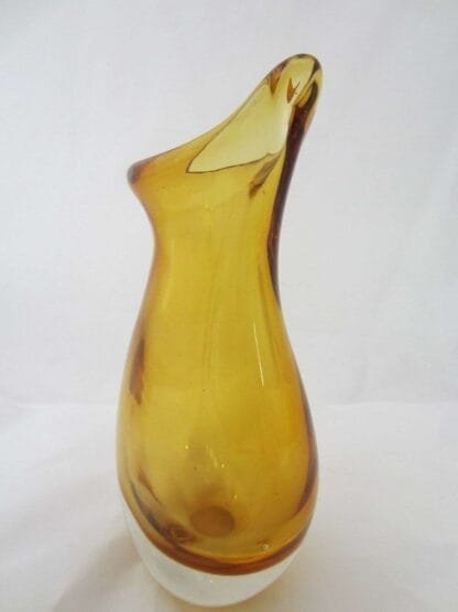 Murano beak/organic art glass vase. Retro 50s/60s sommerso. Golden amber - Image 6