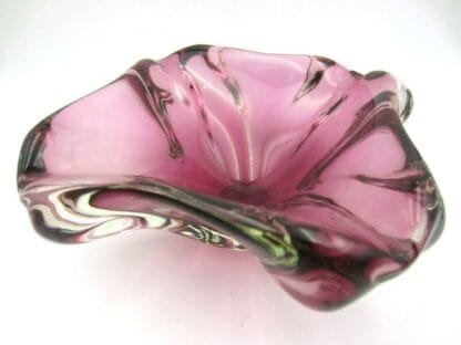 Skrdlovice Beranek pink czech sommerso art glass bowl candy dish - Image 5