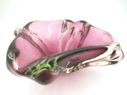 Skrdlovice Beranek pink czech sommerso art glass bowl candy dish - Image 6