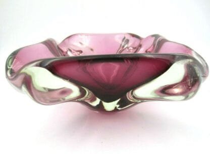 Skrdlovice Beranek pink czech sommerso art glass bowl candy dish - Image 7