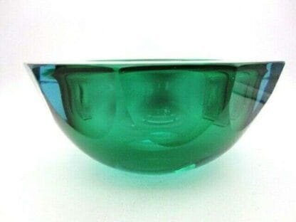 Alessandro Mandruzzato Murano faceted green & blue art glass sommerso bowl HUGE - Image 3