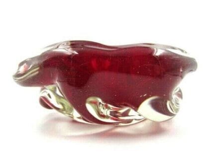 Fiery red  Archimedes Seguso sommerso art glass jelly mould bowl Murano 50s - Image 5