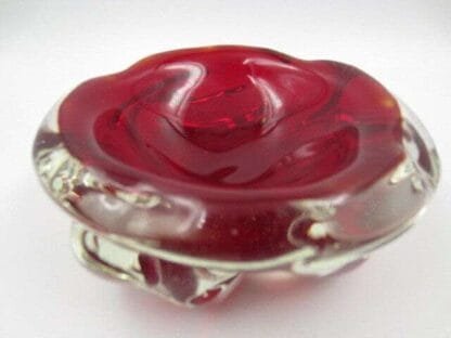 Fiery red  Archimedes Seguso sommerso art glass jelly mould bowl Murano 50s - Image 8