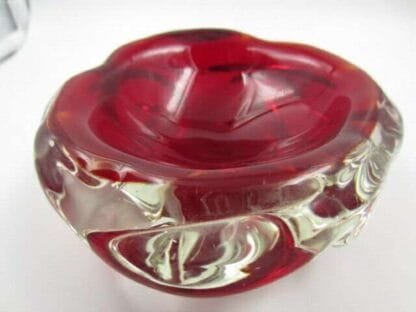 Fiery red  Archimedes Seguso sommerso art glass jelly mould bowl Murano 50s - Image 9