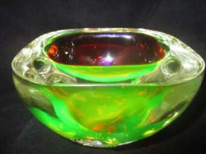 Red yellow green Murano sommerso dimpled geode glass bowl Galliano Ferro GLOWS - Image 3