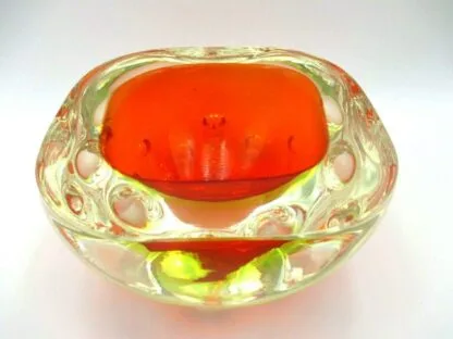 Red yellow green Murano sommerso dimpled geode glass bowl Galliano Ferro GLOWS - Image 4