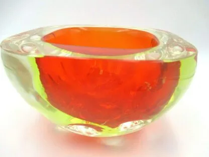 Red yellow green Murano sommerso dimpled geode glass bowl Galliano Ferro GLOWS - Image 6