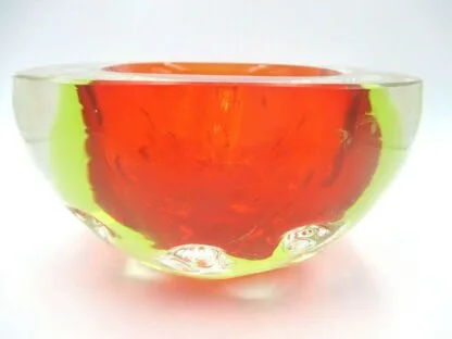 Red yellow green Murano sommerso dimpled geode glass bowl Galliano Ferro GLOWS - Image 9