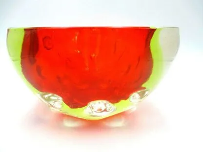 Red yellow green Murano sommerso dimpled geode glass bowl Galliano Ferro GLOWS - Image 10