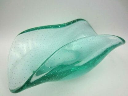 Archimede Seguso Murano sculptural art glass bowl quality bullicante glows green - Image 11