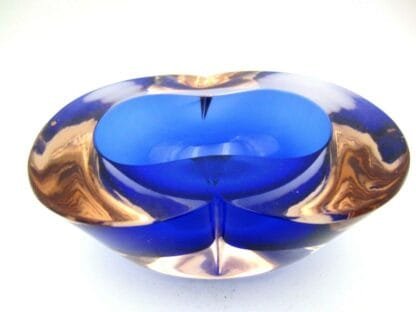 Barbini Cenedese Seguso Poli blue pink Murano MCM sommerso art glass geode bowl - Image 3