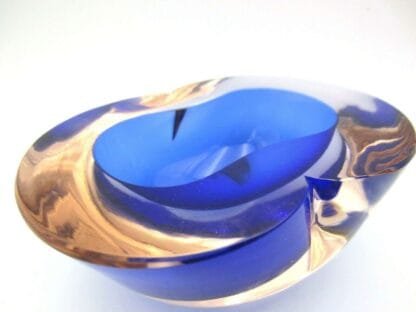 Barbini Cenedese Seguso Poli blue pink Murano MCM sommerso art glass geode bowl - Image 8