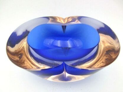 Barbini Cenedese Seguso Poli blue pink Murano MCM sommerso art glass geode bowl - Image 9