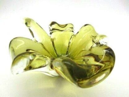 Lucky four leaf clover bowl Murano golden amber sommerso unmarked very 60s - Image 4