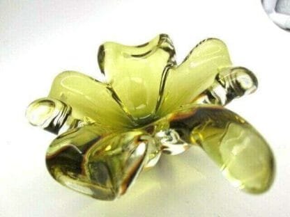 Lucky four leaf clover bowl Murano golden amber sommerso unmarked very 60s - Image 5